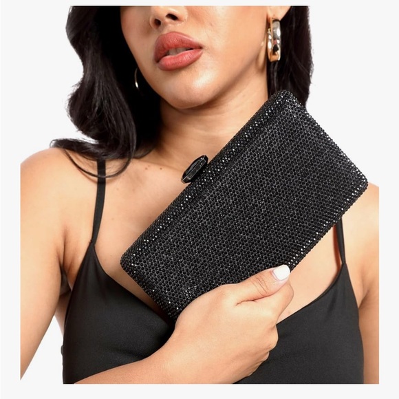 Boutique De FGG Crystal Evening Bags Women Formal Party Box Clutch Black NWOT - Picture 4 of 4